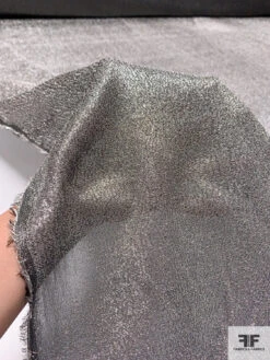 Italian Solid Couture Lamé Silk Blend - Silver / Black