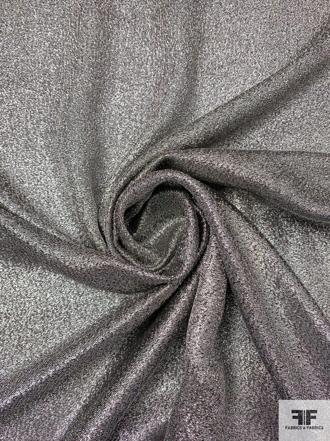 Italian Solid Couture Lamé Silk Blend - Silver / Black 5 Italian Solid Couture Lamé Silk Blend - Silver / Black - Image 3