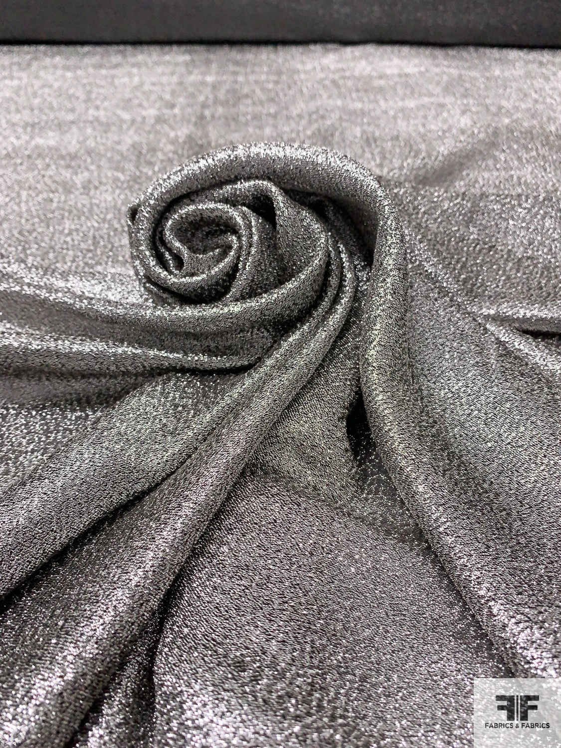Italian Solid Couture Lamé Silk Blend - Silver / Black 4 Italian Solid Couture Lamé Silk Blend - Silver / Black - Image 2