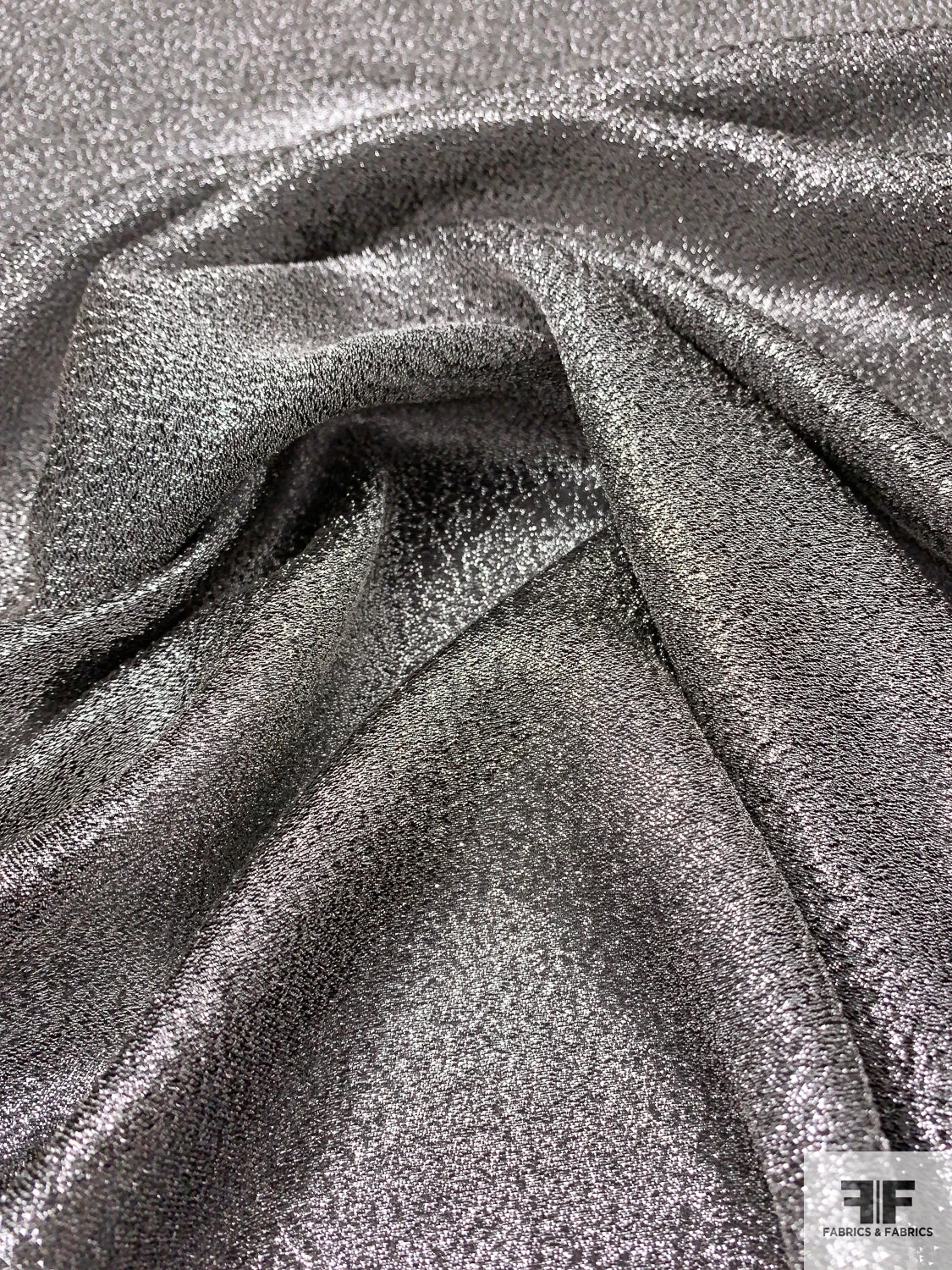 Italian Solid Couture Lamé Silk Blend - Silver / Black 7 Italian Solid Couture Lamé Silk Blend - Silver / Black - Image 5