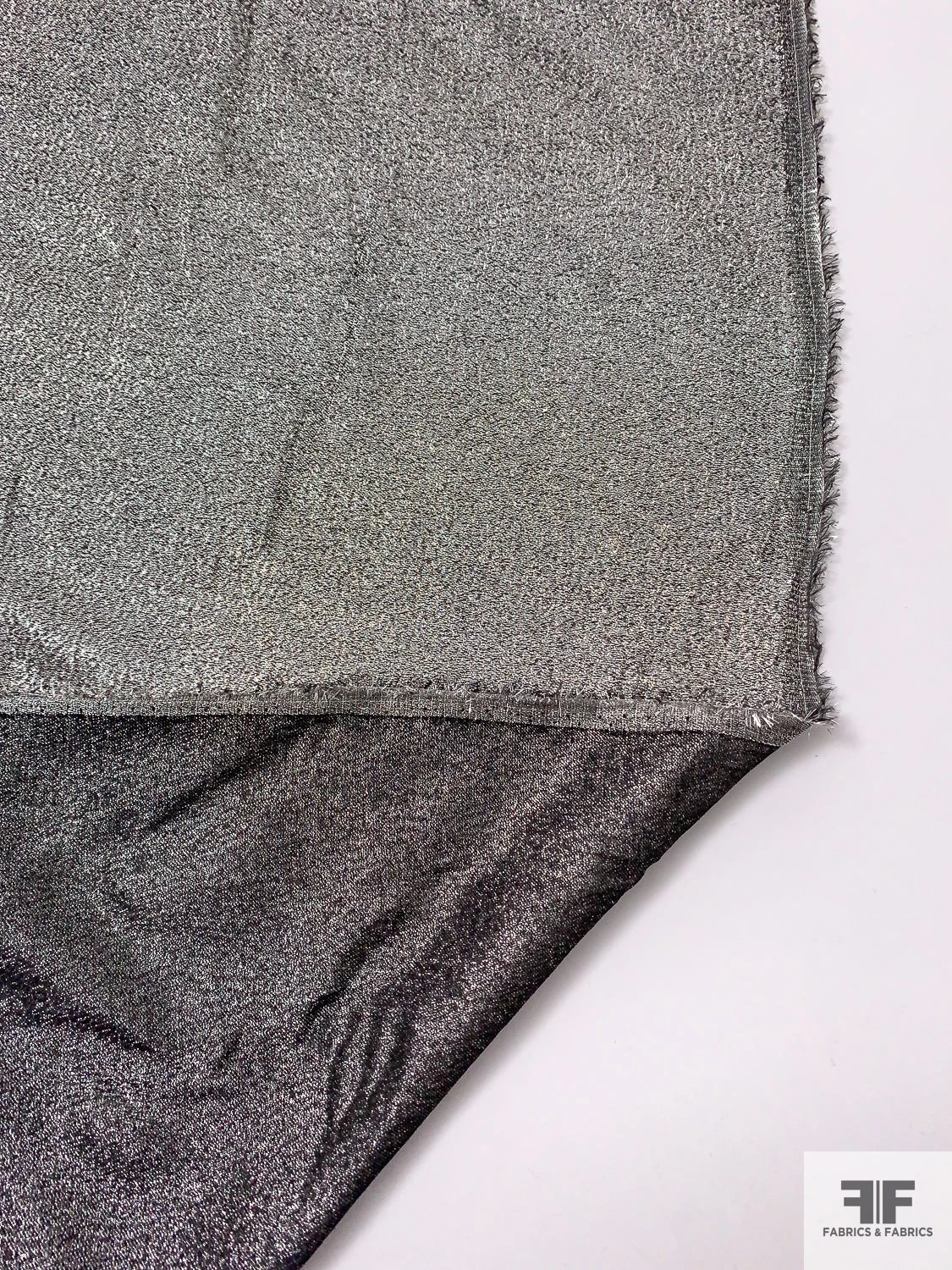 Italian Solid Couture Lamé Silk Blend - Silver / Black 9 Italian Solid Couture Lamé Silk Blend - Silver / Black - Image 7