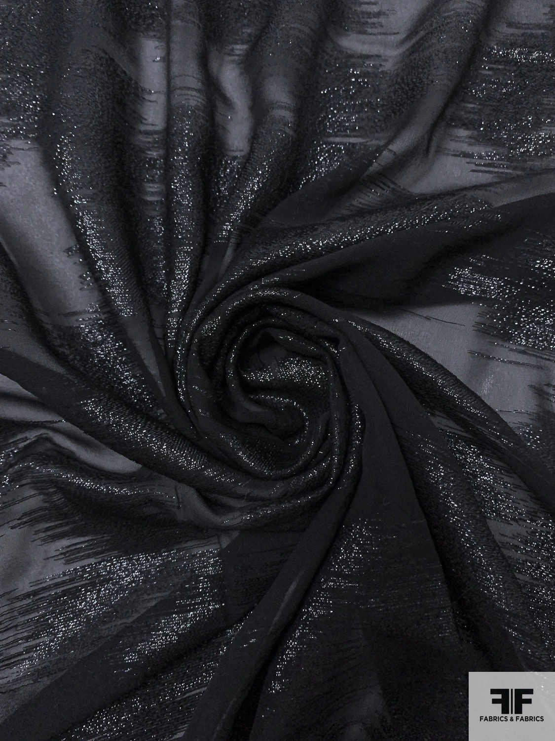 Italian Abstract Metallic Silk Chiffon - Black 5 Italian Abstract Metallic Silk Chiffon - Black - Image 3
