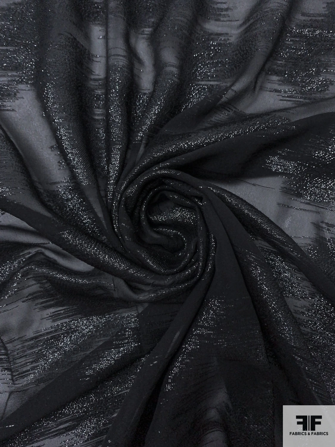 Italian Abstract Metallic Silk Chiffon - Black 6 Italian Abstract Metallic Silk Chiffon - Black - Image 4