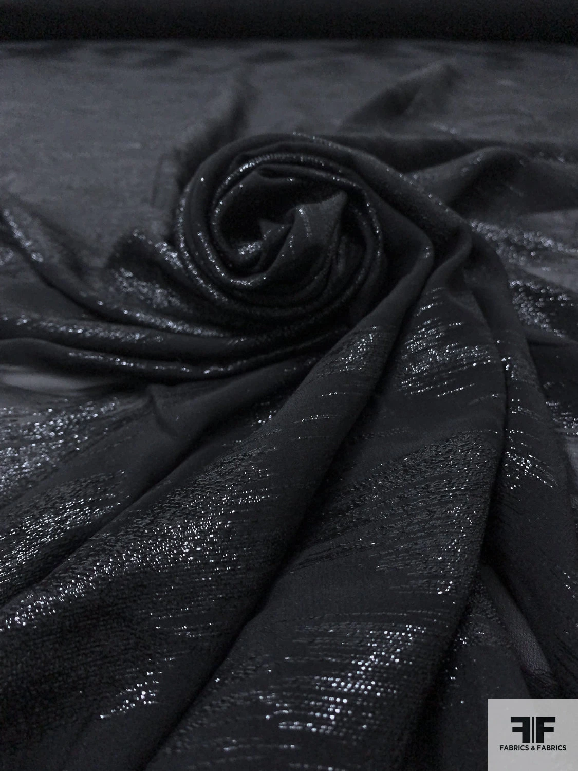 Italian Abstract Metallic Silk Chiffon - Black 7 Italian Abstract Metallic Silk Chiffon - Black - Image 5