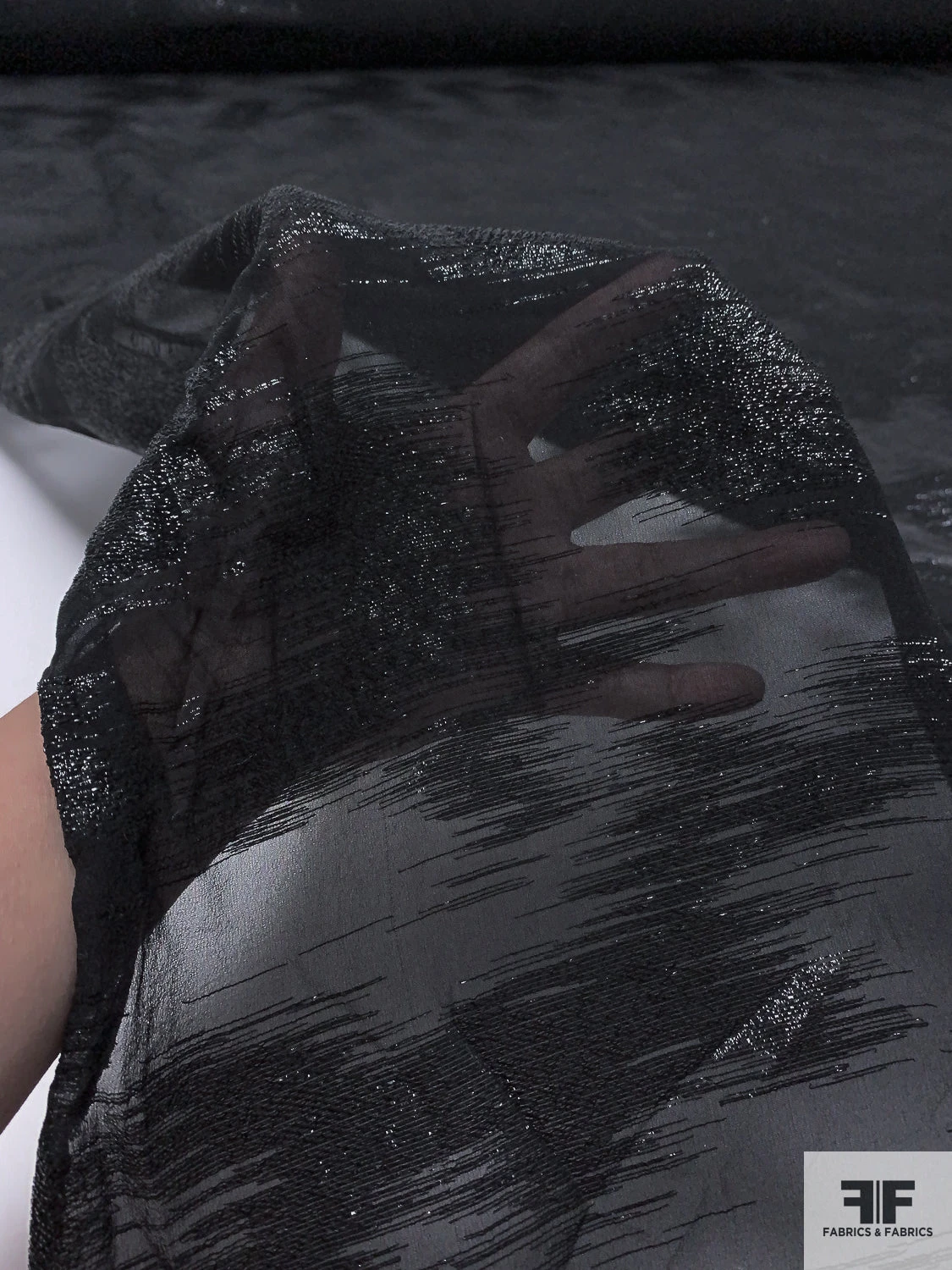 Italian Abstract Metallic Silk Chiffon - Black 4 Italian Abstract Metallic Silk Chiffon - Black - Image 2