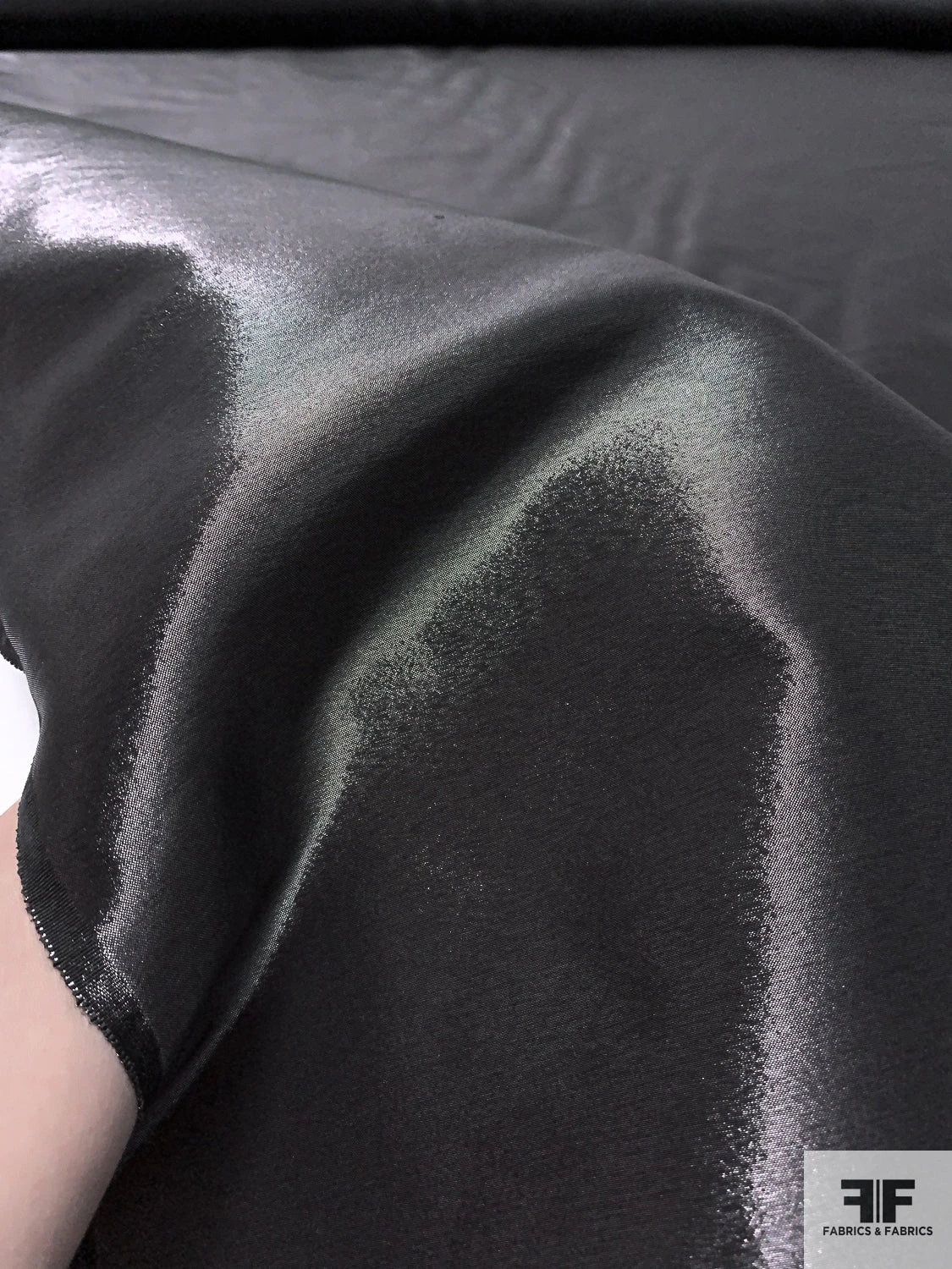 Italian Solid Satin Lamé - Black 4 Italian Solid Satin Lamé - Black - Image 2