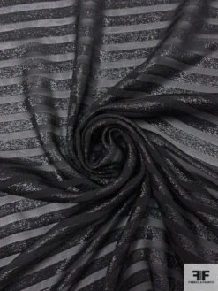 Italian Lurex Striped Silk Chiffon - Black -Fabrics And Fabrics Store 17808 1