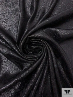 Italian Floral Soft Jacquard Lamé - Black