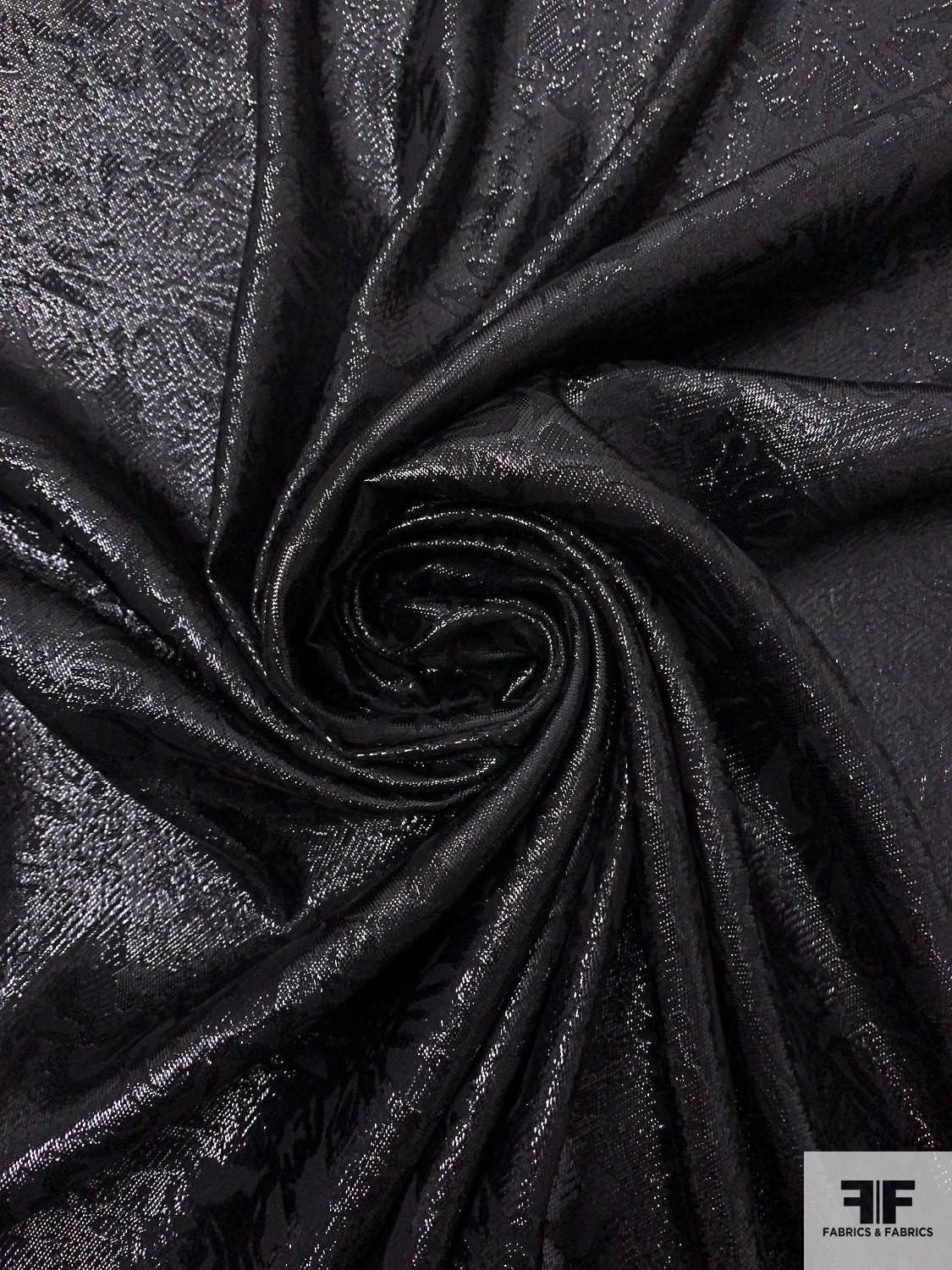 Italian Floral Soft Jacquard Lamé - Black 3 Italian Floral Soft Jacquard Lamé - Black