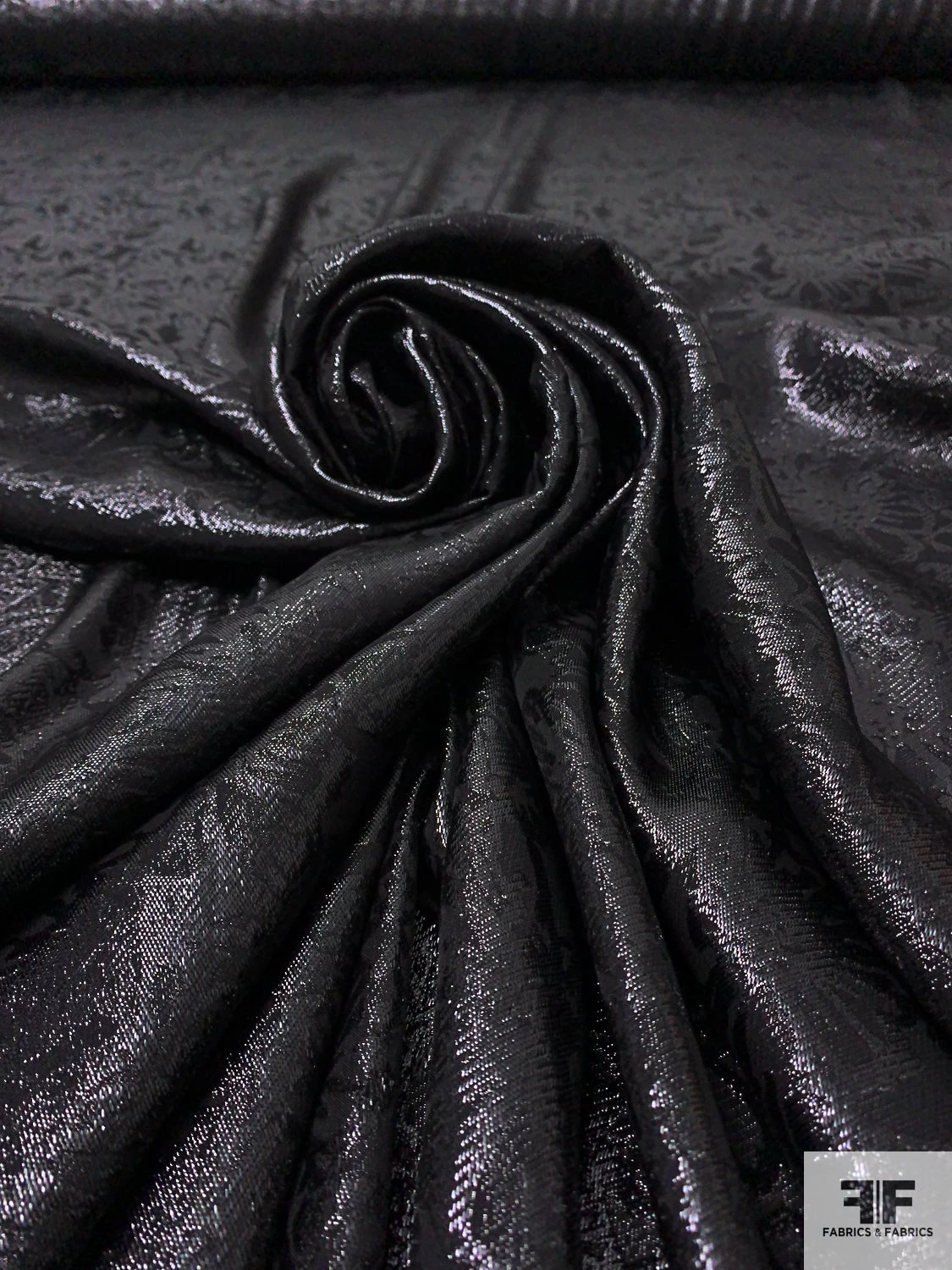 Italian Floral Soft Jacquard Lamé - Black 6 Italian Floral Soft Jacquard Lamé - Black - Image 4