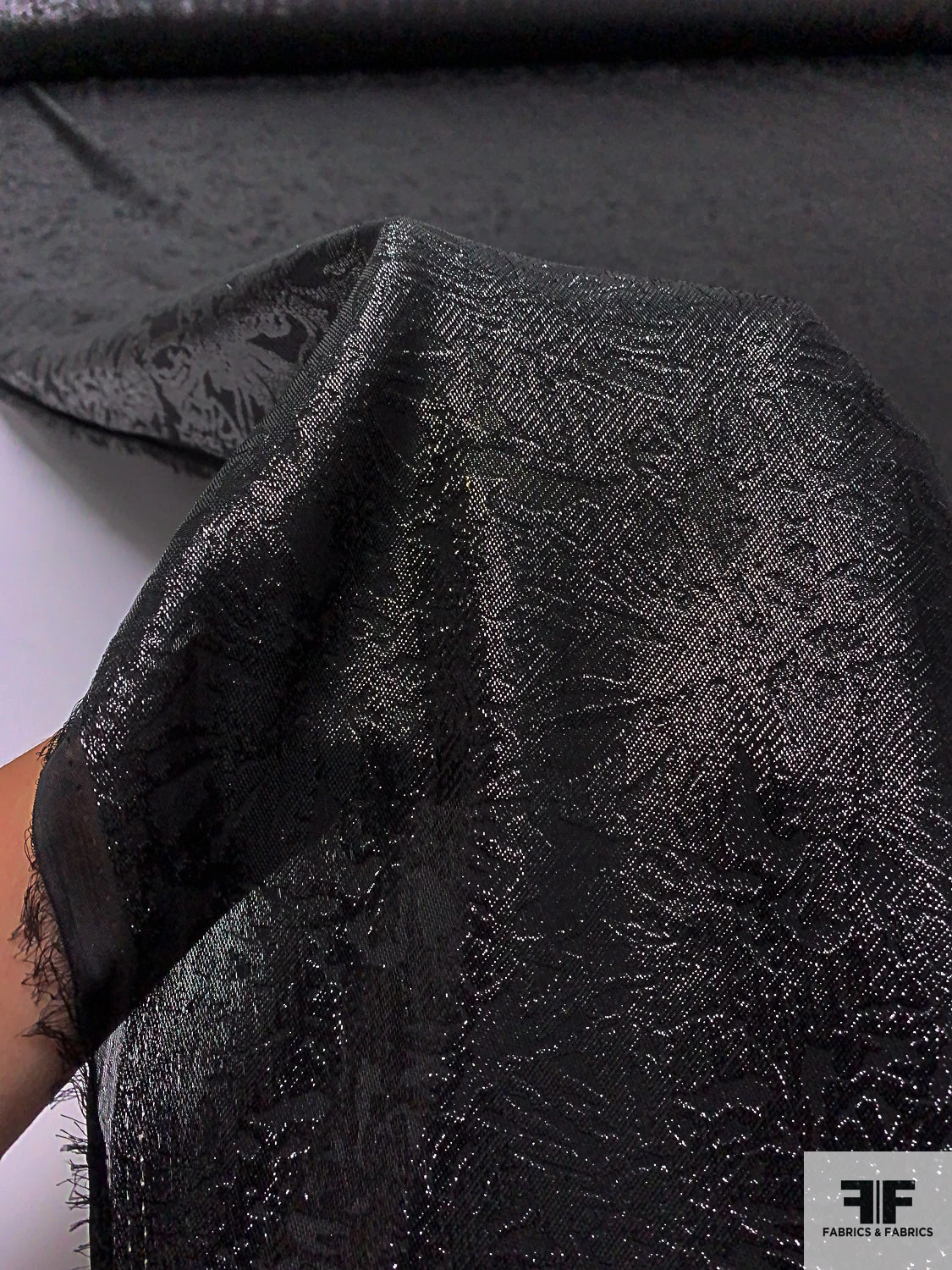 Italian Floral Soft Jacquard Lamé - Black 9 Italian Floral Soft Jacquard Lamé - Black - Image 7