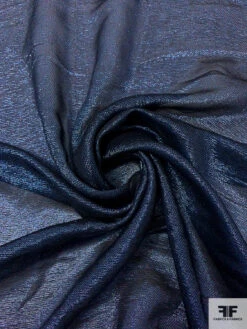 Italian Metallic Silk Chiffon - Metallic Blue / Black -Fabrics And Fabrics Store 17817 2