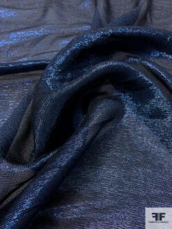 Italian Metallic Silk Chiffon - Metallic Blue / Black -Fabrics And Fabrics Store 17817 4