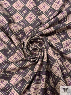 Geometric Sketch Printed Cotton Poplin - Nude / Purple / Eggplant 12 Geometric Sketch Printed Cotton Poplin - Nude / Purple / Eggplant -Fabrics And Fabrics Store 17832 2