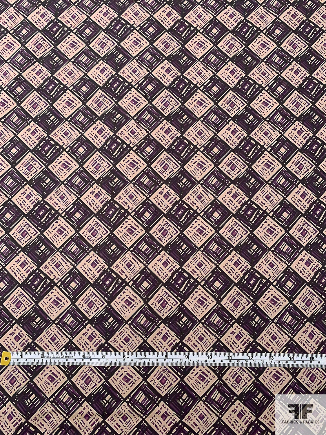 Geometric Sketch Printed Cotton Poplin - Nude / Purple / Eggplant 8 Geometric Sketch Printed Cotton Poplin - Nude / Purple / Eggplant - Image 6