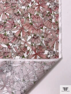 Italian Exotic Leaf Printed Cotton Lawn - Dusty Pink / Dusty Lime / White -Fabrics And Fabrics Store 17837 7