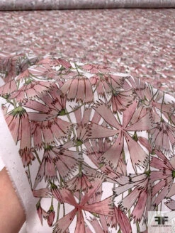 Italian Exotic Leaf Printed Cotton Lawn - Dusty Pink / Dusty Lime / White -Fabrics And Fabrics Store 17837 9