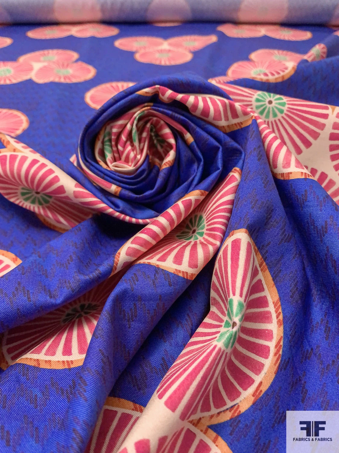 Pinwheel Printed Lightweight Stretch Cotton Twill - Indigo / Berry Pink / Orange / Bright Green 7 Pinwheel Printed Lightweight Stretch Cotton Twill - Indigo / Berry Pink / Orange / Bright Green - Image 5