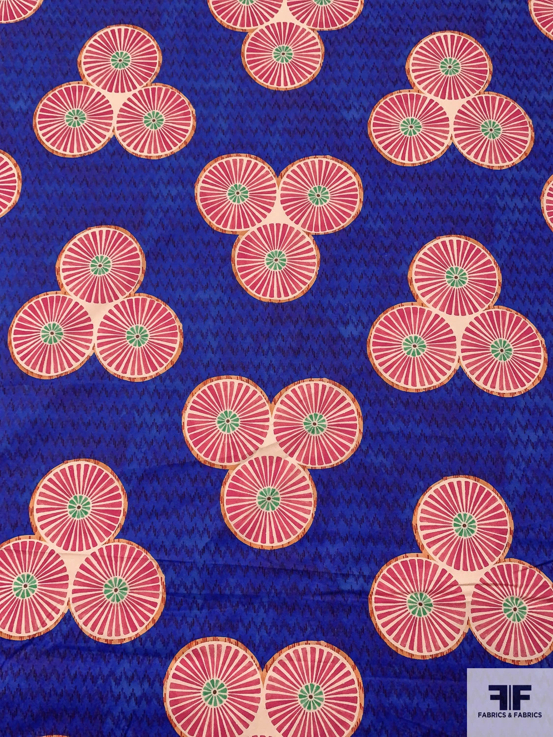 Pinwheel Printed Lightweight Stretch Cotton Twill - Indigo / Berry Pink / Orange / Bright Green 3 Pinwheel Printed Lightweight Stretch Cotton Twill - Indigo / Berry Pink / Orange / Bright Green