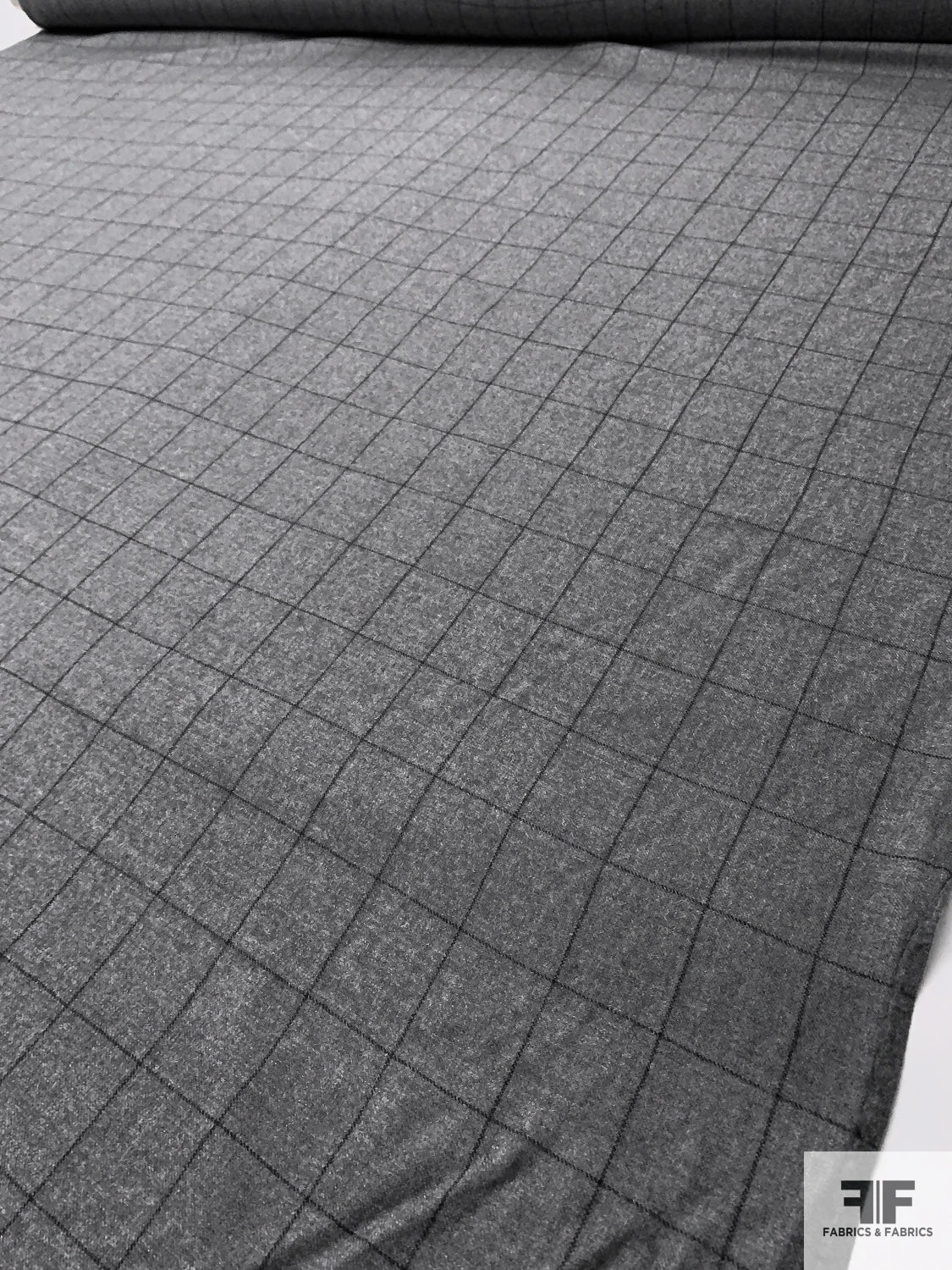 Italian Windowpane Flannel Wool Suiting - Heather Grey / Navy 10 Italian Windowpane Flannel Wool Suiting - Heather Grey / Navy - Image 8