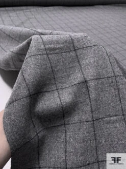 Italian Windowpane Flannel Wool Suiting - Heather Grey / Navy 19 Italian Windowpane Flannel Wool Suiting - Heather Grey / Navy -Fabrics And Fabrics Store 17921 9