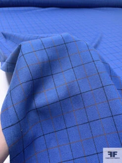 Made In England Small Windowpane Gabardine Wool Suiting - True Blue / Burnt Orange / Black 15 Made In England Small Windowpane Gabardine Wool Suiting - True Blue / Burnt Orange / Black -Fabrics And Fabrics Store 17926 9