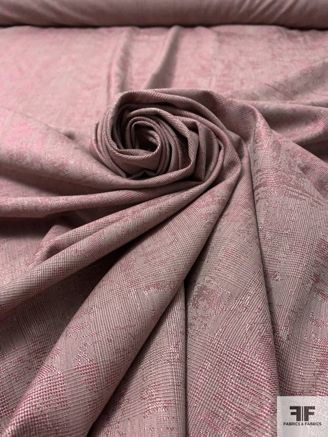 Fine Jacquard Glen Plaid Wool Suiting - Dusty Pink / Light Beige 3 Fine Jacquard Glen Plaid Wool Suiting - Dusty Pink / Light Beige