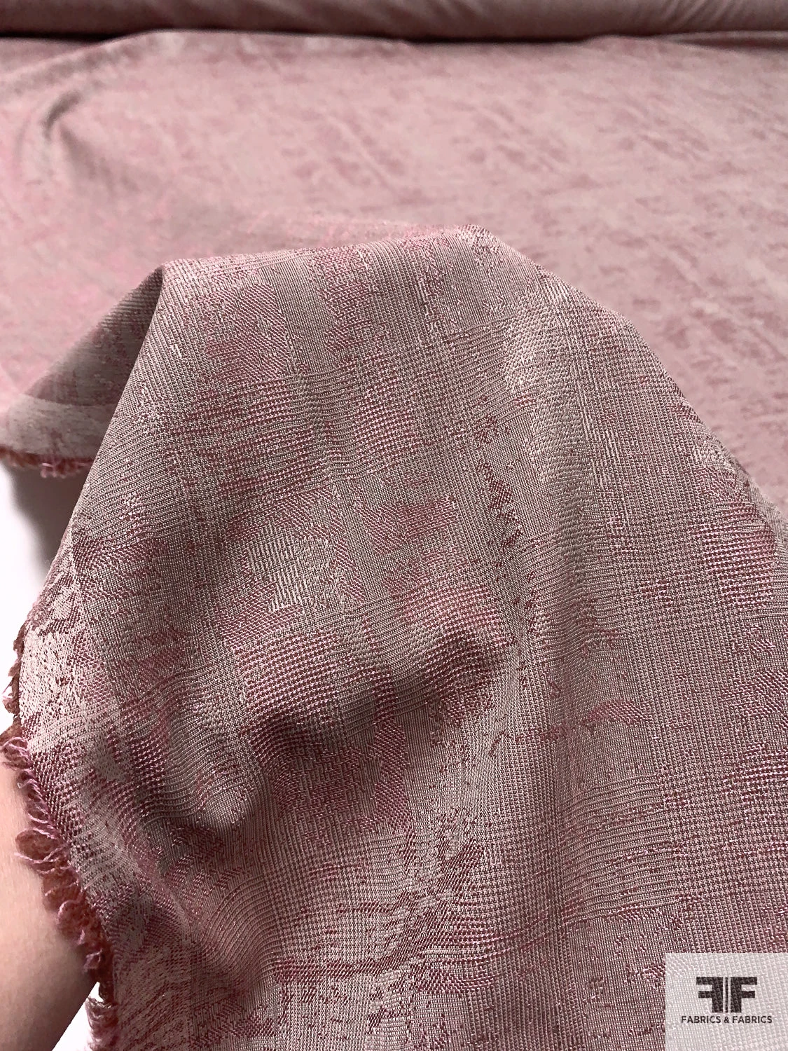 Fine Jacquard Glen Plaid Wool Suiting - Dusty Pink / Light Beige 10 Fine Jacquard Glen Plaid Wool Suiting - Dusty Pink / Light Beige - Image 8