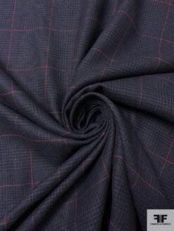 Glen Plaid Lightweight Windowpane Wool Blend Suiting - Navy / Cranberry / Black 14 Glen Plaid Lightweight Windowpane Wool Blend Suiting - Navy / Cranberry / Black -Fabrics And Fabrics Store 17962 1