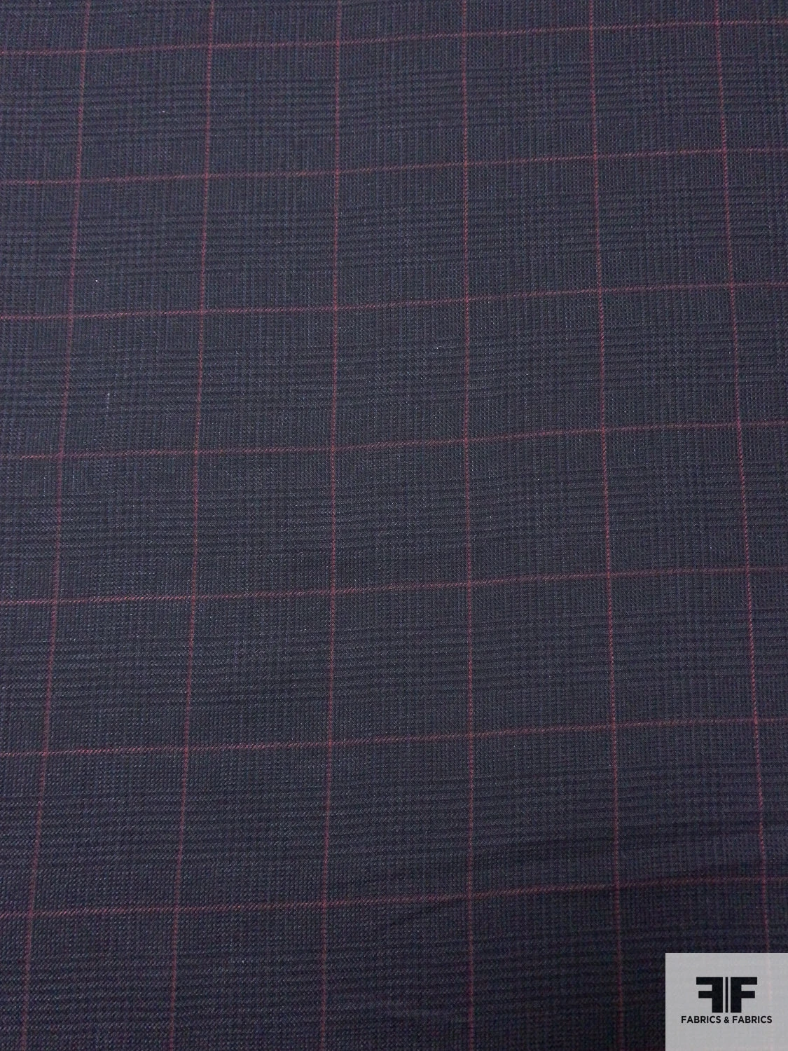 Glen Plaid Lightweight Windowpane Wool Blend Suiting - Navy / Cranberry / Black 8 Glen Plaid Lightweight Windowpane Wool Blend Suiting - Navy / Cranberry / Black - Image 6