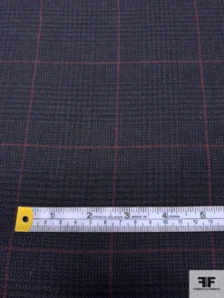Glen Plaid Lightweight Windowpane Wool Blend Suiting - Navy / Cranberry / Black 17 Glen Plaid Lightweight Windowpane Wool Blend Suiting - Navy / Cranberry / Black -Fabrics And Fabrics Store 17962 6