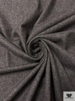Herringbone Soft Brushed Wool Blend Flannel Suiting - Black / Taupe -Fabrics And Fabrics Store 17968 2