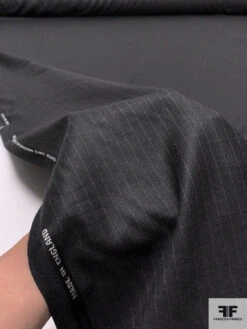 Made In England Super 130s Super Fine Merino Wool Suiting - Soft Black / White