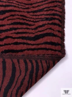 Italian Tiger Pattern Sherpa-Look Wool Jacket Weight Knit - Brick Red / Black -Fabrics And Fabrics Store 17982 7
