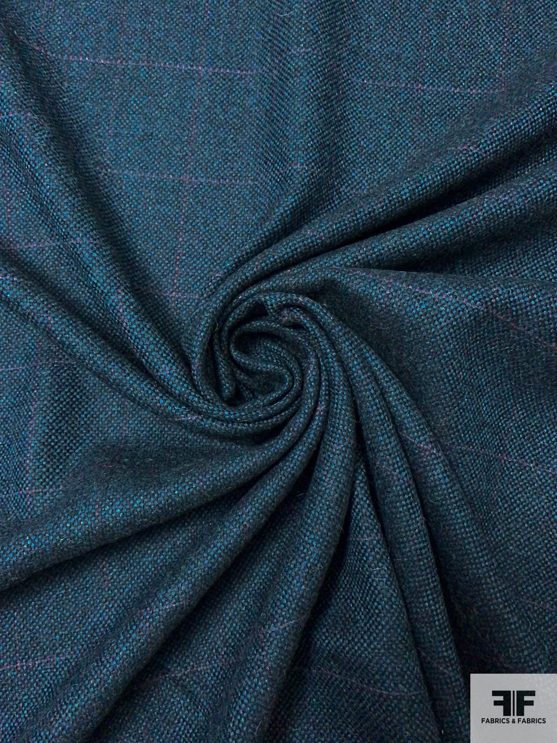 Made In England Windowpane Donegal Lambswool Suiting - Teal / Black / Violet 5 Made In England Windowpane Donegal Lambswool Suiting - Teal / Black / Violet - Image 3