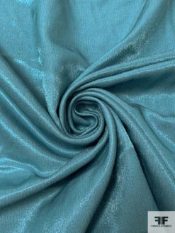 Italian Panné-Look Virgin Wool Blend Suiting - Aquamarine Blue -Fabrics And Fabrics Store 17990 2