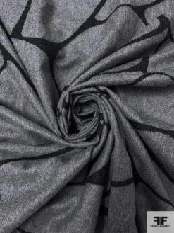 Wool Flannel Suiting With Textured Embroidery - Grey / Black 14 Wool Flannel Suiting With Textured Embroidery - Grey / Black -Fabrics And Fabrics Store 18003 1