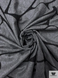 Wool Flannel Suiting With Textured Embroidery - Grey / Black 13 Wool Flannel Suiting With Textured Embroidery - Grey / Black -Fabrics And Fabrics Store 18003 2