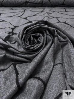 Wool Flannel Suiting With Textured Embroidery - Grey / Black 15 Wool Flannel Suiting With Textured Embroidery - Grey / Black -Fabrics And Fabrics Store 18003 3