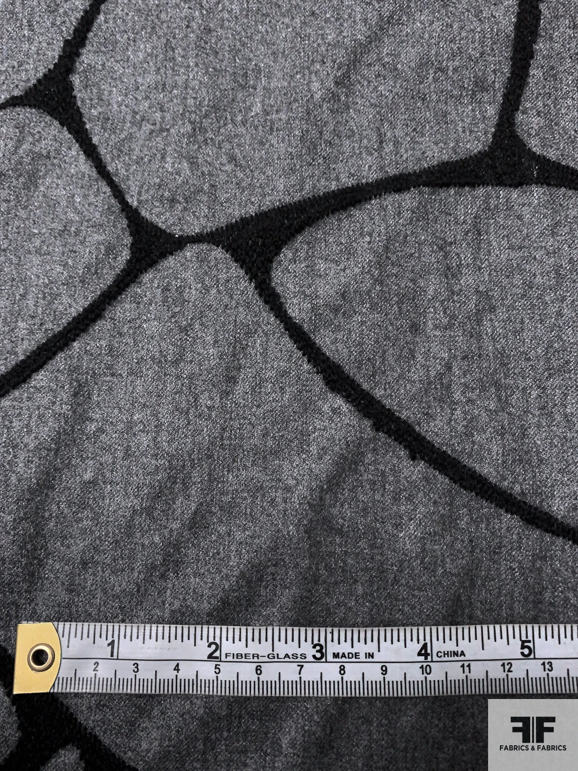 Wool Flannel Suiting With Textured Embroidery - Grey / Black 9 Wool Flannel Suiting With Textured Embroidery - Grey / Black - Image 7
