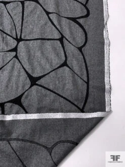 Wool Flannel Suiting With Textured Embroidery - Grey / Black 18 Wool Flannel Suiting With Textured Embroidery - Grey / Black -Fabrics And Fabrics Store 18003 7