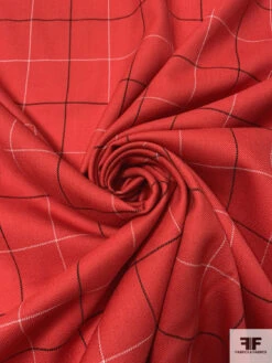 Windowpane Gabardine Wool Suiting - Red / Black / White 13 Windowpane Gabardine Wool Suiting - Red / Black / White -Fabrics And Fabrics Store 18016 2