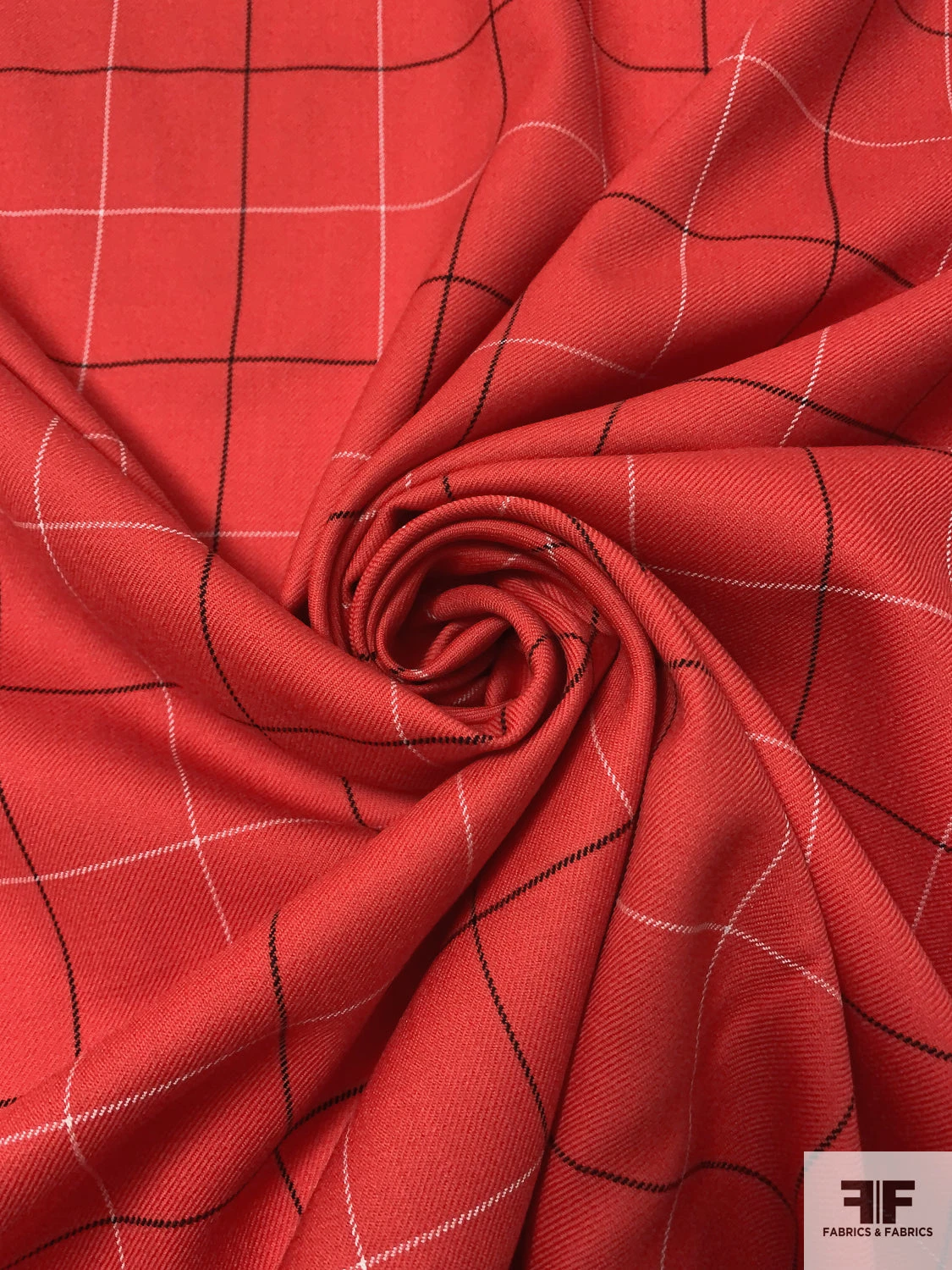 Windowpane Gabardine Wool Suiting - Red / Black / White 5 Windowpane Gabardine Wool Suiting - Red / Black / White - Image 3