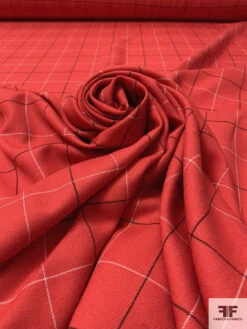Windowpane Gabardine Wool Suiting - Red / Black / White 14 Windowpane Gabardine Wool Suiting - Red / Black / White -Fabrics And Fabrics Store 18016 3