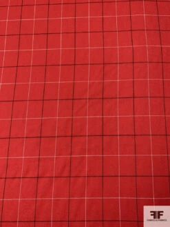 Windowpane Gabardine Wool Suiting - Red / Black / White 15 Windowpane Gabardine Wool Suiting - Red / Black / White -Fabrics And Fabrics Store 18016 4