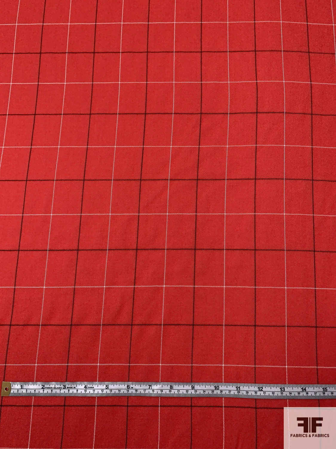 Windowpane Gabardine Wool Suiting - Red / Black / White 4 Windowpane Gabardine Wool Suiting - Red / Black / White - Image 2