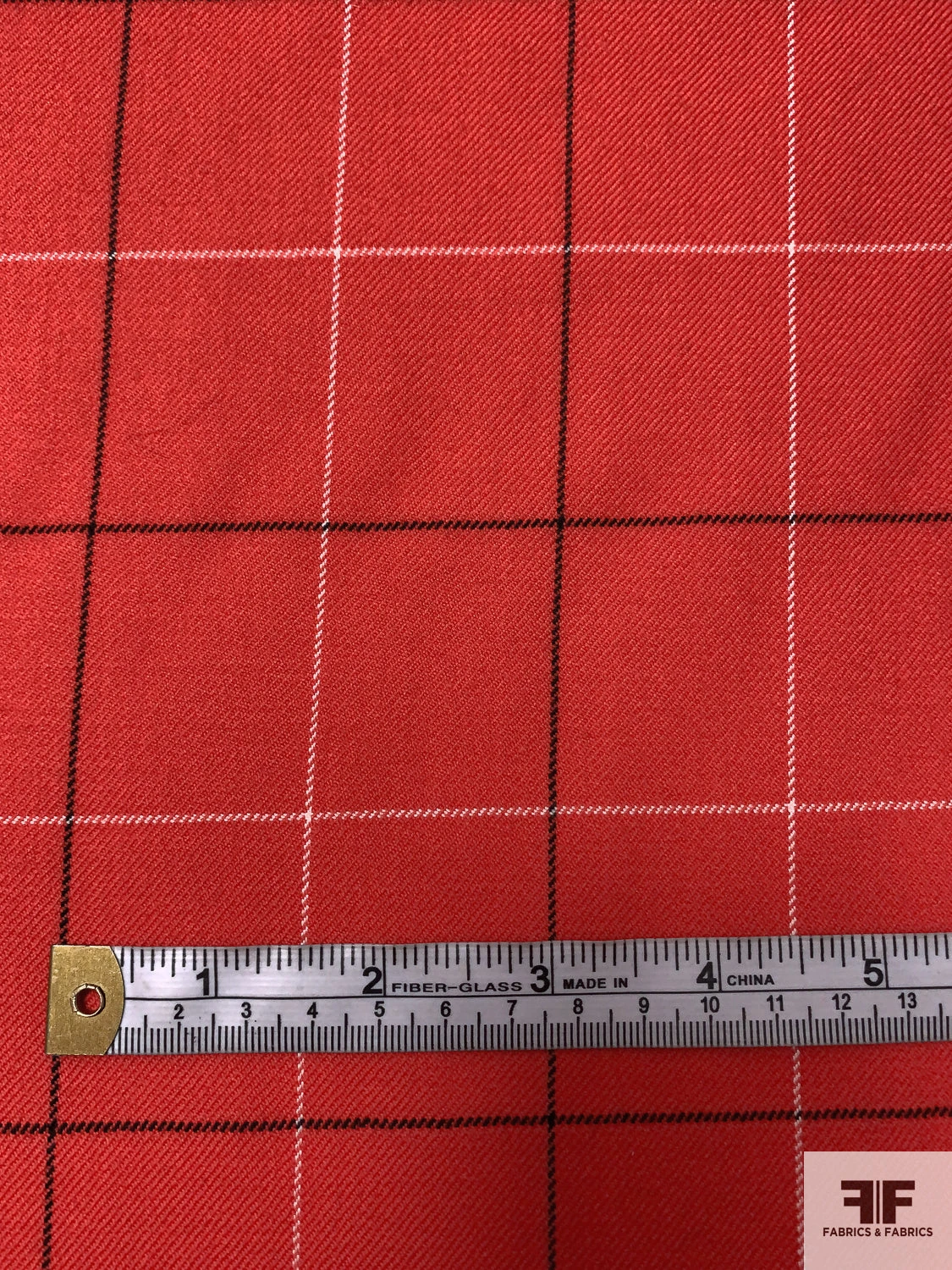 Windowpane Gabardine Wool Suiting - Red / Black / White 8 Windowpane Gabardine Wool Suiting - Red / Black / White - Image 6