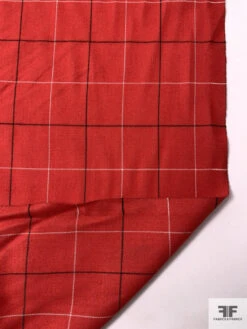 Windowpane Gabardine Wool Suiting - Red / Black / White 17 Windowpane Gabardine Wool Suiting - Red / Black / White -Fabrics And Fabrics Store 18016 7