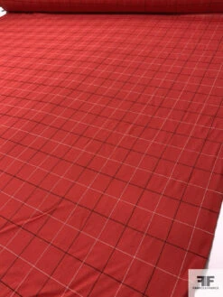 Windowpane Gabardine Wool Suiting - Red / Black / White 18 Windowpane Gabardine Wool Suiting - Red / Black / White -Fabrics And Fabrics Store 18016 8