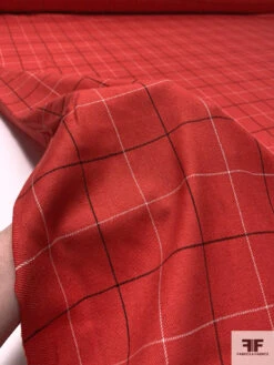 Windowpane Gabardine Wool Suiting - Red / Black / White 19 Windowpane Gabardine Wool Suiting - Red / Black / White -Fabrics And Fabrics Store 18016 9